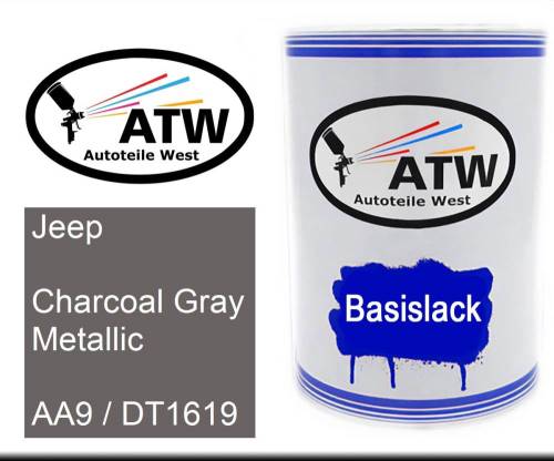 Jeep, Charcoal Gray Metallic, AA9 / DT1619: 500ml Lackdose, von ATW Autoteile West.